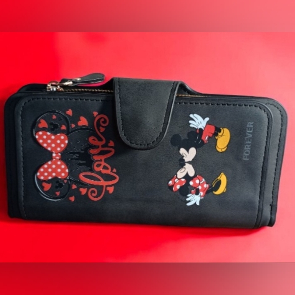Mickey & Minnie Forever Lovely Wallet NWOT Black - Picture 2 of 7